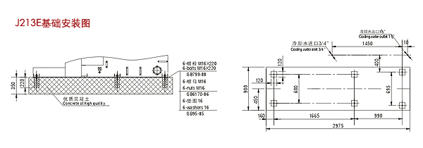 J213E型(38噸)380千牛熱室壓鑄機(jī)基礎(chǔ)安裝圖